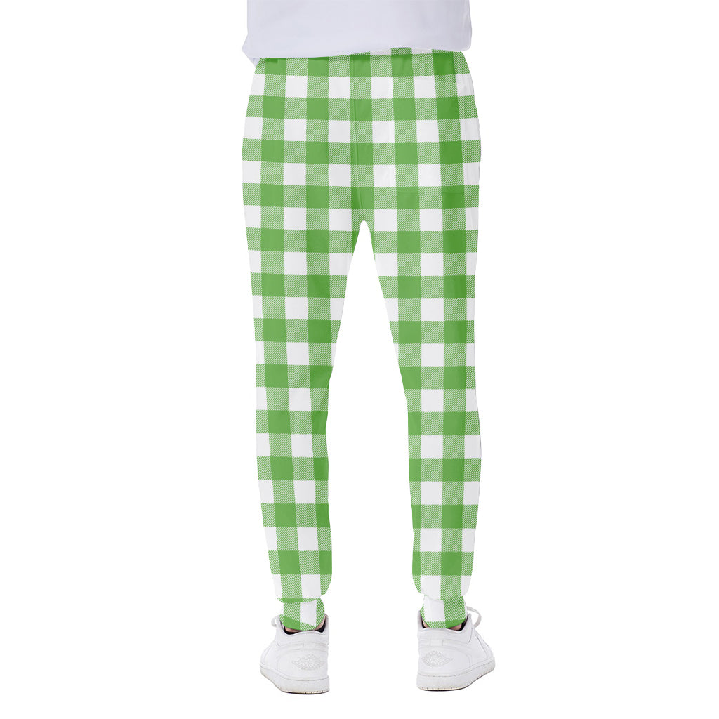 UFO Green And White Buffalo Check Print Scuba Joggers