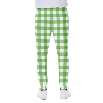 UFO Green And White Buffalo Check Print Scuba Joggers