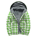 UFO Green And White Buffalo Check Print Sherpa Lined Zip Up Hoodie