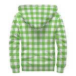 UFO Green And White Buffalo Check Print Sherpa Lined Zip Up Hoodie