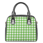 UFO Green And White Buffalo Check Print Shoulder Handbag
