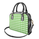 UFO Green And White Buffalo Check Print Shoulder Handbag