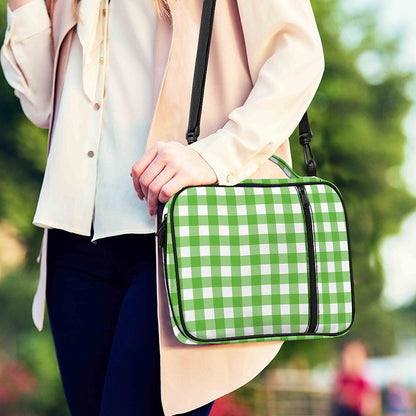 UFO Green And White Buffalo Check Print Shoulder Strap Bible Bag