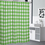 UFO Green And White Buffalo Check Print Shower Curtain