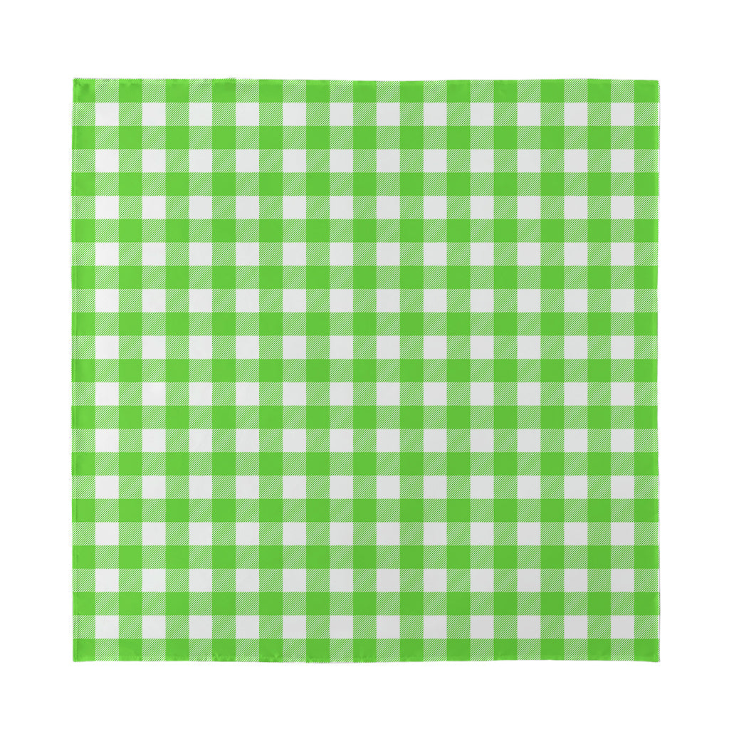 UFO Green And White Buffalo Check Print Silk Bandana