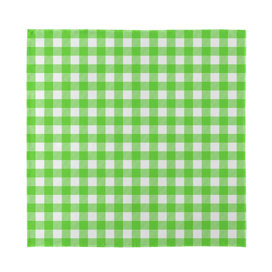 UFO Green And White Buffalo Check Print Silk Bandana