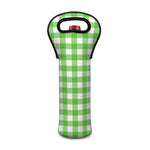 UFO Green And White Buffalo Check Print Single Neoprene Wine Tote