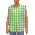 UFO Green And White Buffalo Check Print Sleeveless Baseball Jersey