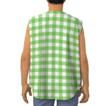 UFO Green And White Buffalo Check Print Sleeveless Baseball Jersey