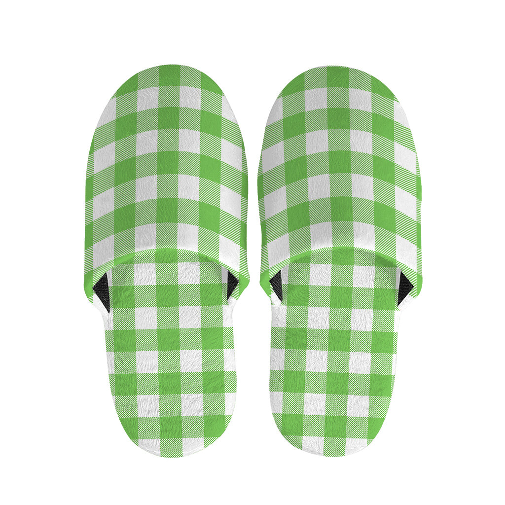UFO Green And White Buffalo Check Print Slippers