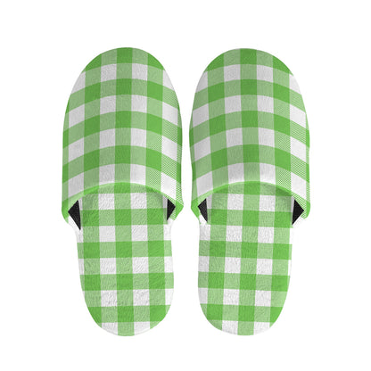 UFO Green And White Buffalo Check Print Slippers