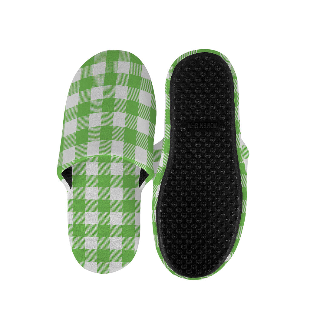 UFO Green And White Buffalo Check Print Slippers