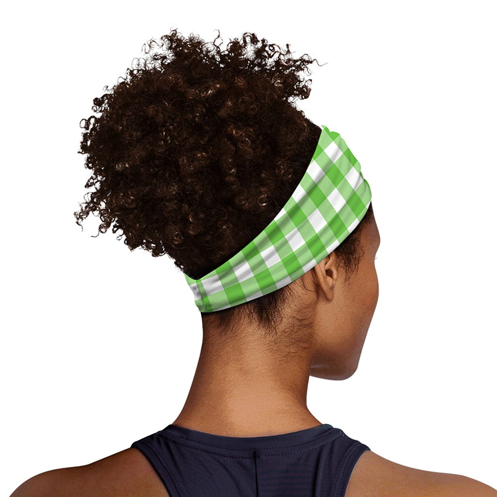 UFO Green And White Buffalo Check Print Sports Headband