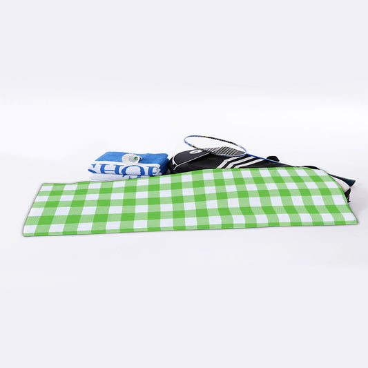 UFO Green And White Buffalo Check Print Sports Towel