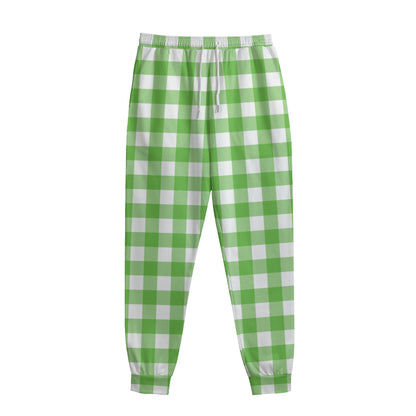 UFO Green And White Buffalo Check Print Sweatpants