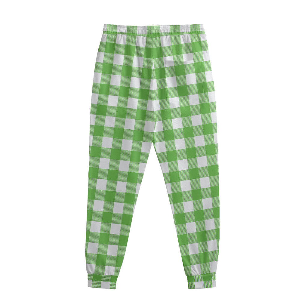 UFO Green And White Buffalo Check Print Sweatpants