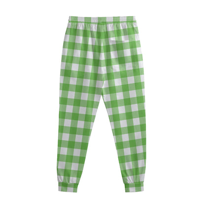 UFO Green And White Buffalo Check Print Sweatpants