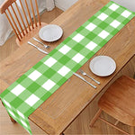 UFO Green And White Buffalo Check Print Table Runner