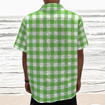 UFO Green And White Buffalo Check Print Textured Short Sleeve Shirt