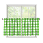 UFO Green And White Buffalo Check Print Tier Curtains