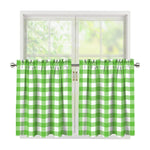 UFO Green And White Buffalo Check Print Tier Curtains