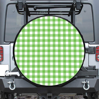 UFO Green And White Buffalo Check Print Tire Cover