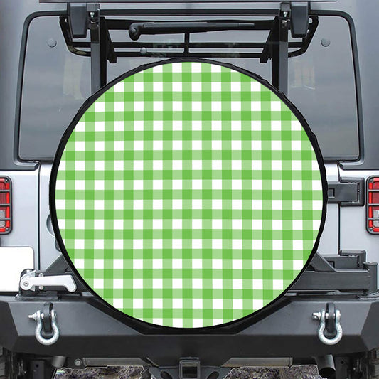 UFO Green And White Buffalo Check Print Tire Cover