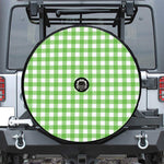 UFO Green And White Buffalo Check Print Tire Cover With Camera Hole