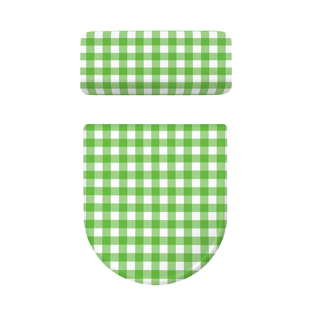 UFO Green And White Buffalo Check Print Toilet Lid And Tank Cover Set