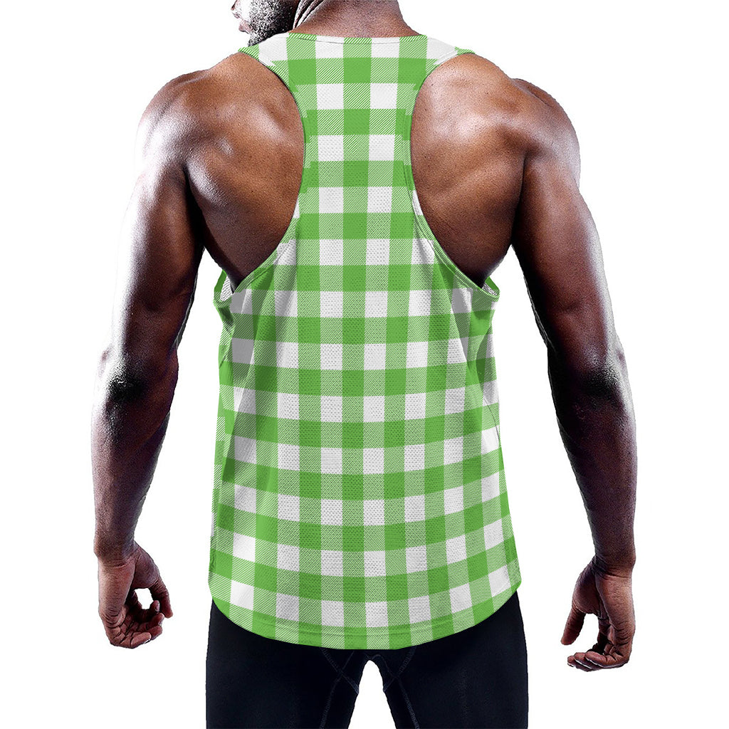 UFO Green And White Buffalo Check Print Training Tank Top