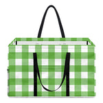 UFO Green And White Buffalo Check Print Utility Tote Bag