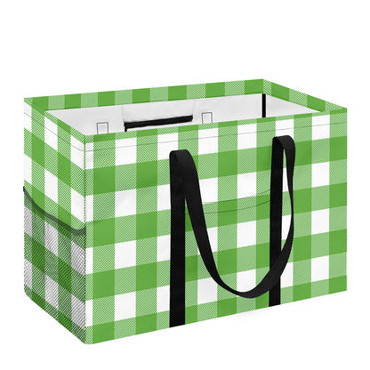 UFO Green And White Buffalo Check Print Utility Tote Bag