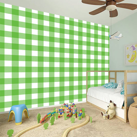 UFO Green And White Buffalo Check Print Wall Sticker