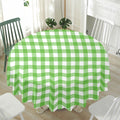 UFO Green And White Buffalo Check Print Waterproof Round Tablecloth
