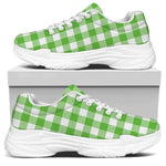 UFO Green And White Buffalo Check Print White Chunky Shoes