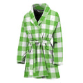 UFO Green And White Buffalo Check Print Women's Bathrobe