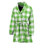 UFO Green And White Buffalo Check Print Women's Bathrobe