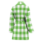 UFO Green And White Buffalo Check Print Women's Bathrobe