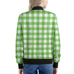 UFO Green And White Buffalo Check Print Women's Bomber Jacket