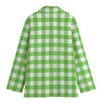 UFO Green And White Buffalo Check Print Women's Cotton Blazer