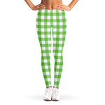 UFO Green And White Buffalo Check Print Women's Leggings