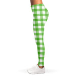 UFO Green And White Buffalo Check Print Women's Leggings