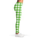 UFO Green And White Buffalo Check Print Women's Leggings