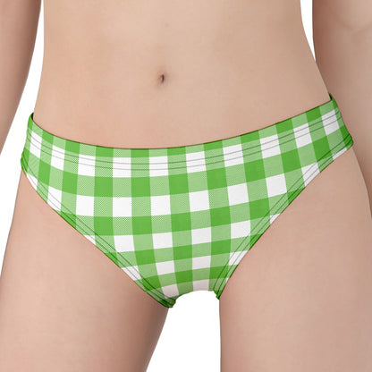 UFO Green And White Buffalo Check Print Women's Panties