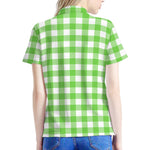 UFO Green And White Buffalo Check Print Women's Polo Shirt