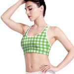 UFO Green And White Buffalo Check Print Women's Sports Bra