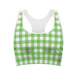 UFO Green And White Buffalo Check Print Women's Sports Bra