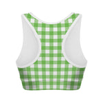 UFO Green And White Buffalo Check Print Women's Sports Bra