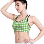UFO Green And White Buffalo Check Print Women's Sports Bra