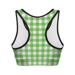 UFO Green And White Buffalo Check Print Women's Sports Bra